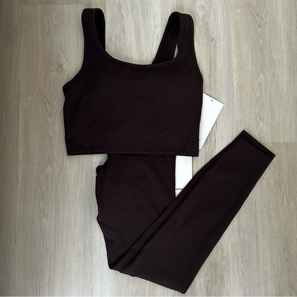 Lululemon Wunder Train Ribbed Set in Espresso size 6 (Small)